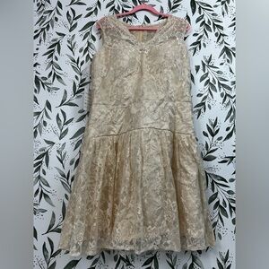 Wedtrend Retro Style Sleeveless Lace Drop-waist Dress Beige Ivory color Size XL